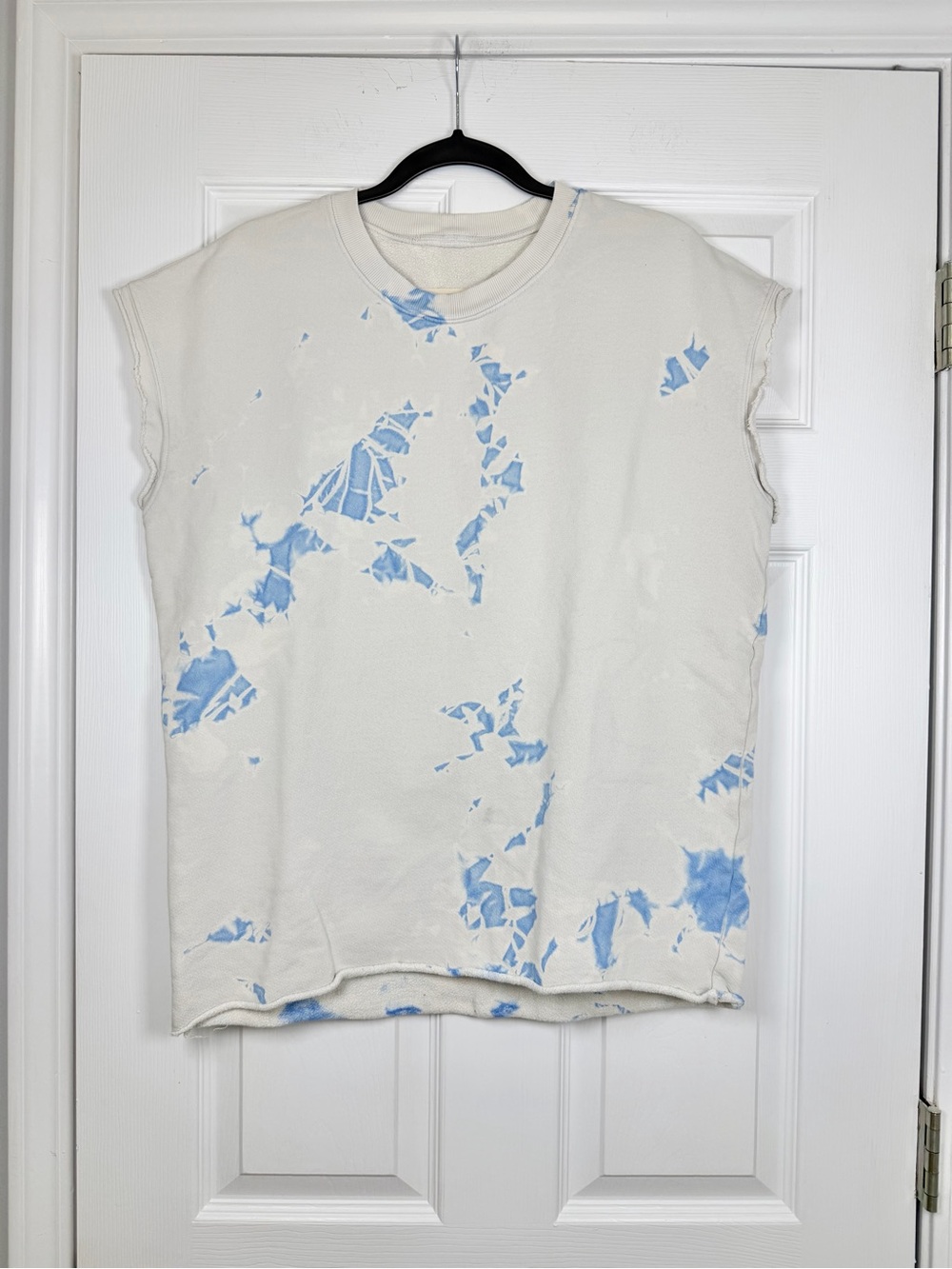 Raquel Allegra Size (0) XS • *Oversized* Blue Tie Dye Sleeveless Sweatshirt Top.